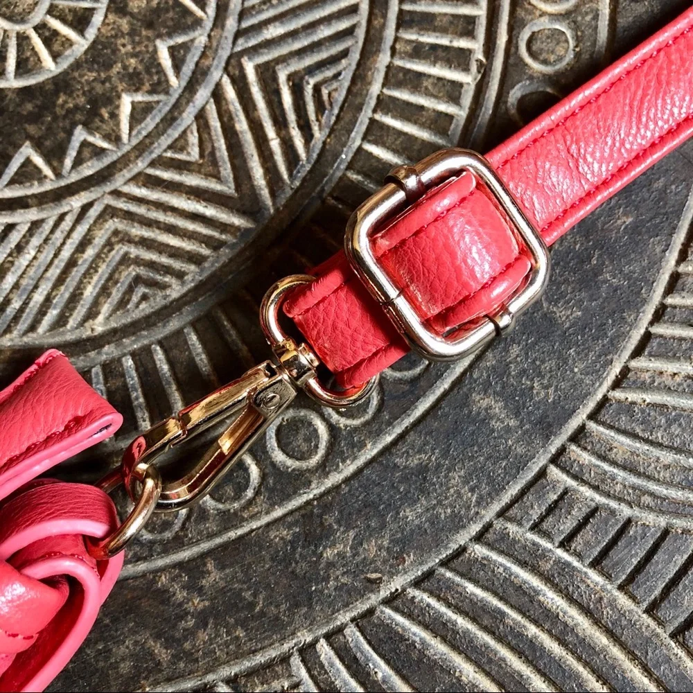 3/$20 JUST MILLIE Woven Pattern Crossbody Bucket Bag Purse Pink